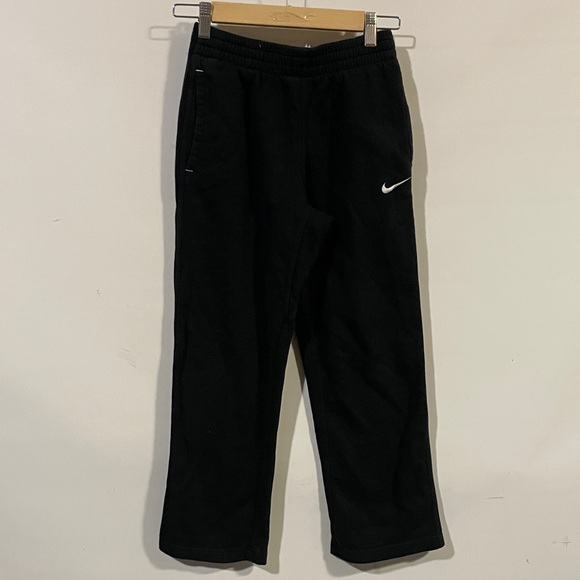 Nike Kids Black Sweatpants with White Swoosh - Picture 1 of 3